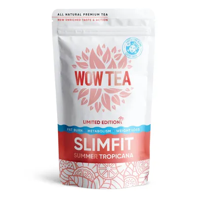 Produktbild von WOW TEA Sommer SlimFit Tee - Natürlicher Diät Tee für Bauch & Figur - Grüner Tee & Stoffwechsel-Kräuter mit Mango-Ananas Geschmack (150g, EU)