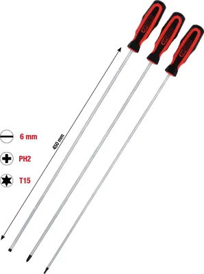 Obrázok produktu pre KS-Tools 159.1270 Sada skrutkovačov ERGOTORQUEplus, drážkové, PH, Torx, 3-dielna, extra dlhá