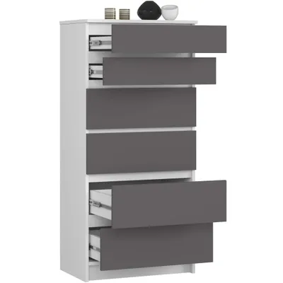 Zdjęcie produktu dla AKORD Furniture Factory OP0PK-6BIASZA001, Biały, 6 szuf., Matowy, 16 mm, 51 cm, 400 mm