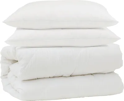 Produktbild von vidaXL Bettdecken Set 3 pcs Weiß Mikrofaser und Daunenfedern