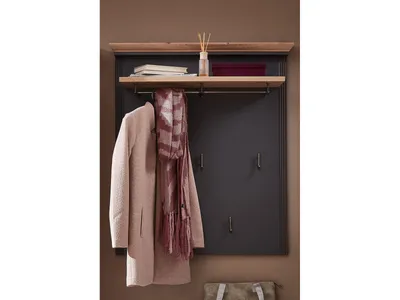 Produktbild von Garderobenpaneel Wandgarderobe Garderobe Hängegarderobe Flurmöbel "Jillana II" Graphit / Artisan Eiche