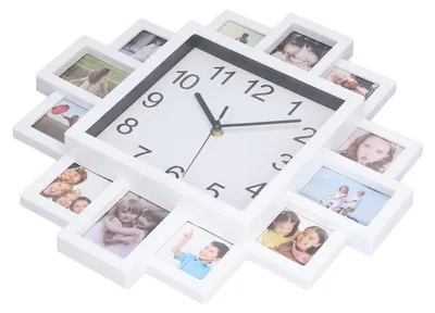 Zdjęcie produktu dla Ramka na zdjęcia i zegar ścienny o wymiarach 15,35 cala - Wielofunkcyjny zegar ścienny z możliwością umieszczenia wielu zdjęć - Personalizowany - Wykonany z wysokiej jakości materiału ABS - Bezpieczny w użytkowaniu - Unikalna dekoracja