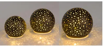Produktbild von 3er Set LED Kugellampen STARS Sterne schwarz D. 10 + 12 + 15cm Glas Formano W25