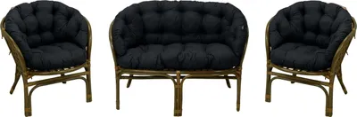 Immagine prodotto di AMPO Cuscino imbottito per gruppo in rattan Set di mobili in rattan Bahama sedia + panca in rattan