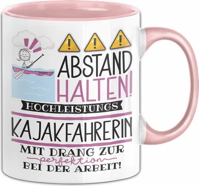 Produktbild von Kajakfahrerin Tasse Geschenk Lustig Abstand Halten Hochleistungs-Kajakfahrerin Mit Drang Zur Perfektion Bei Der Arbeit (Rosa)