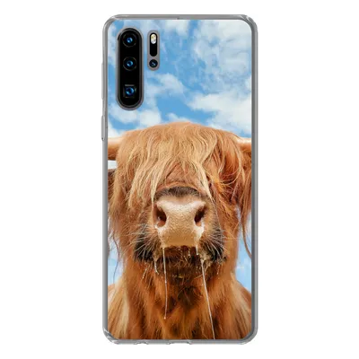 Produktbild von MuchoWow® Handyhülle Schutzhülle Hülle für Huawei P30 Pro Schottischer Highlander - Wolke - Tiere Silikon Softcase Handy Hülle - Schutzdeckel