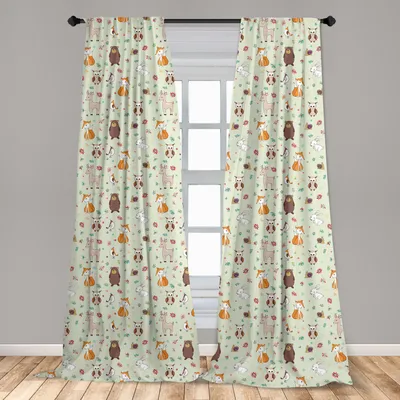 Zdjęcie produktu dla Abakuhaus, zasłony okienne, motyw leśny dla dzieci, zestaw składający się z 2 paneli, 150 x 225 cm
