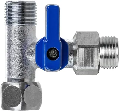 Produktbild von T-Stück Absperrventil 3/8 AG x 3/8 IG x 3/8 ÜM – Eckventil-Adapter Wasserfilter