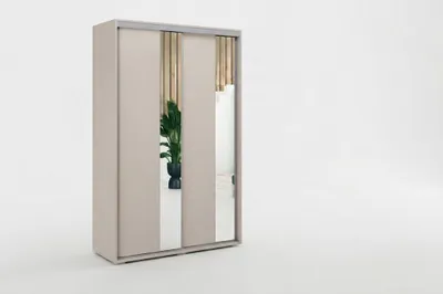 Produktbild von A4 Schlafzimmerschrank mit 2 Schiebetüren, Spiegel - Kaschmir - 175 x 62 x 215 cm