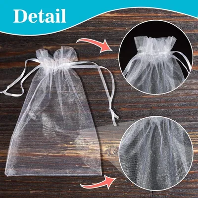 Imagen del producto de Bolsas de organza grandes, 100 unidades, 20 x 30 cm, color blanco, bolsas para regalos