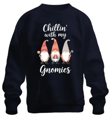 Produktbild von Chillin' with my Gnomies Weihnachten Weihnachtsgnome Wichtel Sweatshirt Pullover, Navy, 3XL