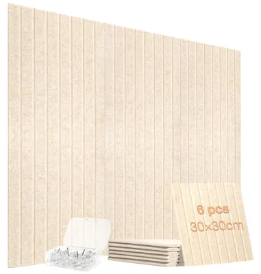 Filz-Pinnwand 6er-Set, 30x30 cm, beige, selbstklebend