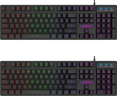 Produktbild von 2x RGB LED Gaming QWERTZ Tastatur Schwarz USB Keyboard Beleuchtet Deutsches Layout