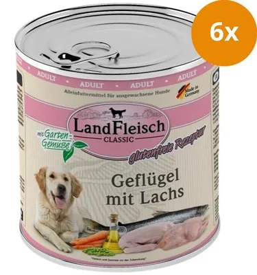 Produktbild von Landfleisch Dog Classic Geflügel mit Lachs & Gartengemüse - 800g
