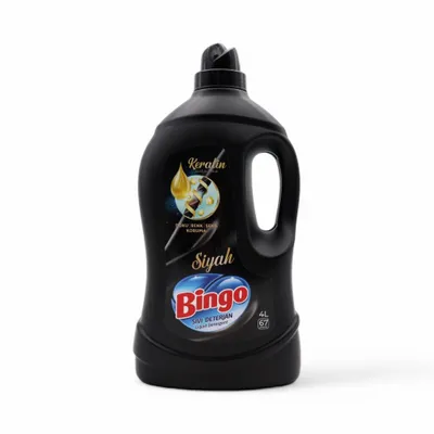 Produktbild von Bingo Flüssigwaschmittel Schwarz – 4 L mit Keratin – Speziell für schwarze & dunkle Kleidung – Bis zu 67 Wäschen