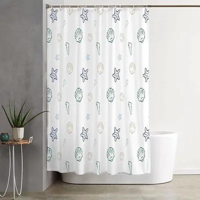 Produktbild von Famanu Duschvorhang 240 x 200 cm - Wasserdicht mit maritimem Muschel-Design