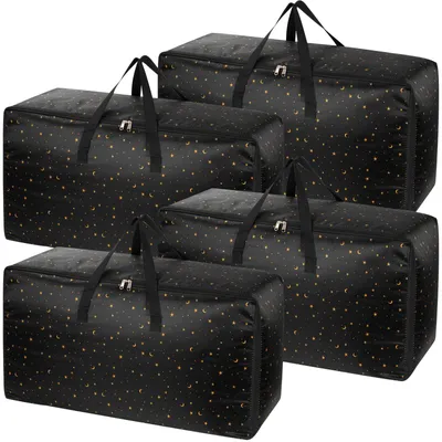 Produktbild von Set mit 4 extra großen Aufbewahrungsboxen mit Deckel, große, stabile, wasserdichte Umzugskartons für Kleidung, Aufbewahrungstaschen für Zuhause, robuste Wäschesäcke