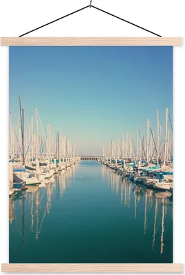 Produktbild von MuchoWow® Textilposter Boot - Hafen - Wasser 120x160 cm mit holzfarbenen Rahmen - Plakatkarton