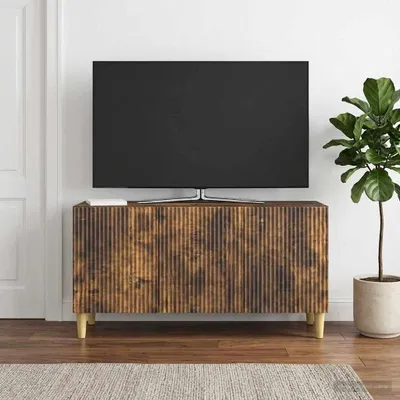Zdjęcie produktu dla Szafka pod telewizor vidaXL, dąb wędzony, 99 x 34,5 x 50 cm, materiał drewnopochodny
