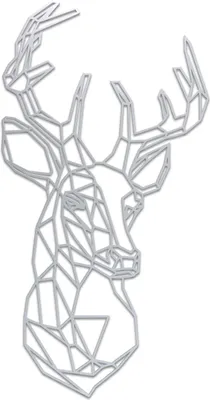 Produktbild von Wanddeko Metall Wandbild Metallbild Geometrische Wandkunst Hirschkopf 74x40cm, Farbe:Hirschkopf Silber