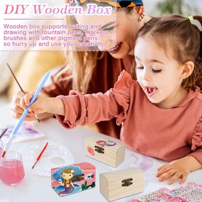 Produktbild von Holzschachtel für 8 Stücke - 9 x 55 x 52 cm - zum Malen - mit Diamantsticker - Basteln Geburtstag Ozean Holzkiste
