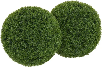Zdjęcie produktu dla Zestaw 2 sztuk sztucznych kul z bukszpanu, 40 cm, sztuczne rośliny, plastikowe kulki z bukszpanu, sztuczne rośliny do salonu, sypialni, biura, ogrodu – nowoczesna dekoracja, prezent