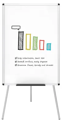 Obrázok produktu pre Biela tabuľa/flipchart, výškovo nastaviteľná, nemagnetická, suchomazateľná, 90 x 60 cm