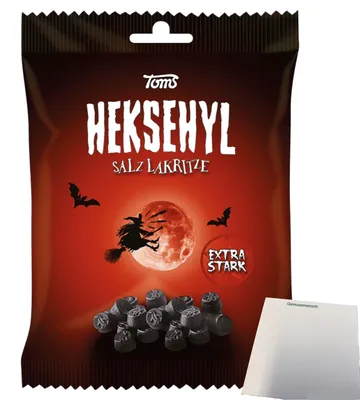 Produktbild von Toms Heksehyl Salzlakritz Pastillen (140g Packung) + usy Block
