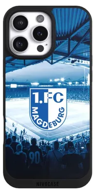 Produktbild von NIVOCASE Handyhülle für Apple iPhone 16 Pro Max Hülle NIVOpure Case Schwarz Stadion 1. FC Magdeburg 1. FCM