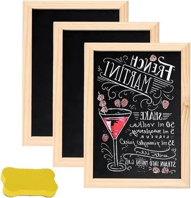 Produktbild von Kleine Schiefertafel 20 x 30 cm - 3er-Set Tafeln für Kinderhochzeiten, Memos und Partys - Beschreibbare Holztafel mit Schwammabzieher
