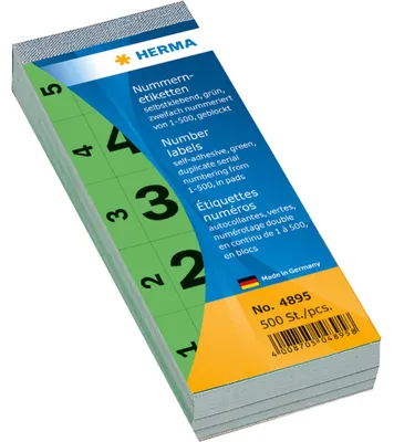 Immagine prodotto di HERMA Nummernblock 4895 1-500 sk 28x56mm grün 500 St./Pack.