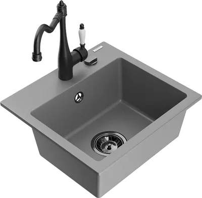 Produktbild von Mexen Milo 1-Becken-Granit-Spüle mit Mischbatterie Carla, Grau - 6505-71-670700-70-B