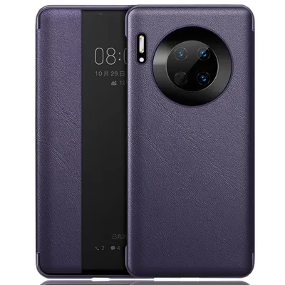 Obrázek produktu pro Huawei Mate 30 Pouzdro, Slim Business Smart View Inteligentní Wake up/Sleep Flip Kožený Kryt Ochranný Obal pro Huawei Mate 30 Fialová