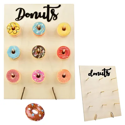 Donutständer aus Holz, 9 Donuts, für Feiern und Dekoration