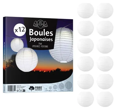 Produktbild von Set aus 12 Papierlaternen 20 cm Weiß