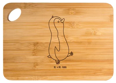 Produktbild von Mr. & Mrs. Panda Brett Pinguin marschieren - Transparent - Geschenk, Pinguine, Holzbrett, Familie, Schneidebrett, Bruder, Küchenbrett, Hackbrett, Frühstücksbrettchen