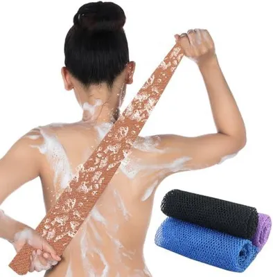 Produktbild von 4 Stück afrikanisches Peelingnetz, 80 x 30 cm, Körperpeeling-Netz und Rückenschrubber für Männer und Frauen