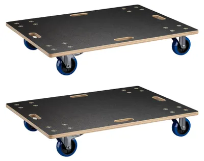 Produktbild von Wiltec Transportroller 2er Set 500 x 370 mm mit 800 kg Traglast, Möbelroller mit 18 mm Holzplatte, Rollbrett mit 4 Gummirädern