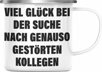 Produktbild von Trendation - Jobwechsel Emaille Tasse Geschenk Kollegin Kollege Abschied Lustig Abschiedsgeschenk Sprüche Neuer Job (Silber)