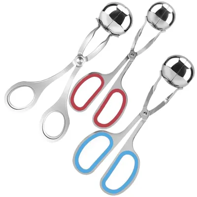 Produktbild von Fleischbällchenzange Fleischbällchenformer Cake Pop Zange - Edelstahl - 3 Stück - Antihaftbeschichtung - Für Fleischbällchen und Eiskugeln