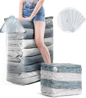 Produktbild von Extra große transparente Vakuumbeutel für Kleidung und Bettwäsche, Set von 6 Stück