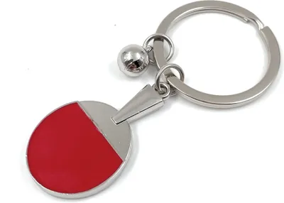 Zdjęcie produktu dla Sportowy brelok do kluczy z rakietką do tenisa stołowego Onwomania w aluminiowym pudełku, idealny na prezent