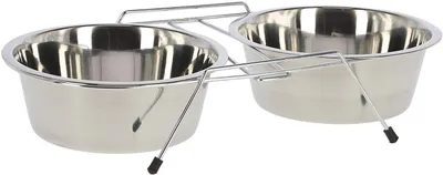 Doppelter Napfständer mit 2 Edelstahlschalen, 2 x 900 ml