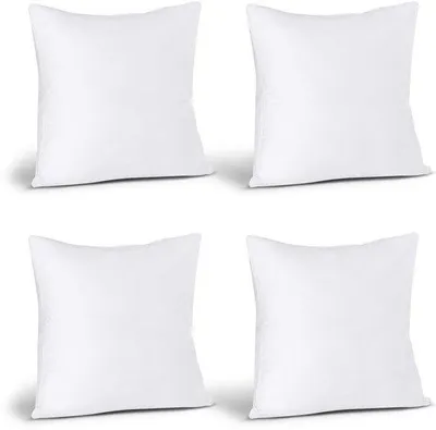 Obrázek produktu pro Ibenzoa® Sada 4 kusů prodyšných výplní do polštářů, vhodné pro pohovky a ložnice, rozměr 55 x 55 cm, bílé barvy – silikonizovaná výplň pro objemné a tvarově stabilní dekorativní polštáře