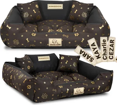 Immagine prodotto di Letto per cani KINGDOG 115x95 cm personalizzato impermeabile ossa dorate