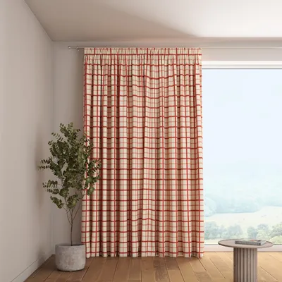Produktbild von Dekoria Vorhang mit Kräuselband, rot-creme, 130 x 245 cm