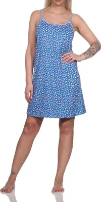 Zdjęcie produktu dla Damska koszula nocna spaghetti Normann w kwiatowy wzór - również w rozmiarach plus size;navy.36