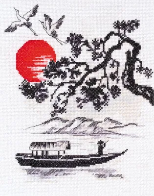 Produktbild von Abris Art Kreuzstich Set "In den Strahlen des Sonnenuntergangs", Zählmuster, 25x20cm