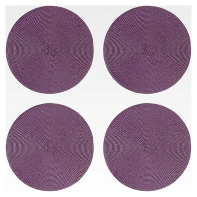 Produktbild von Runde Tischsets 4er Set 35 cm Aubergine geflochtene Optik abwaschbar