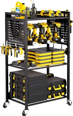 Image de Servante d'atelier 68kg - chariot à outils - chariot de montage et de transport à 4 niveaux